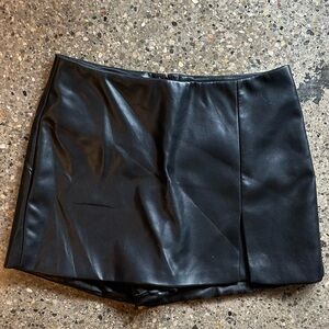 7 for all mankind pleather mini slit front high waist skort